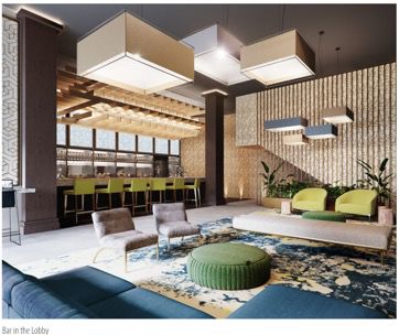 A rendering inside Hotel Indigo