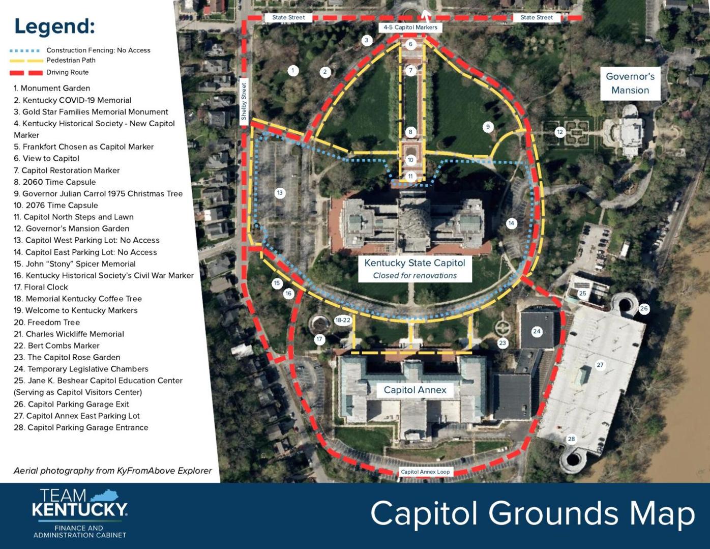 Kentucky Capitol Renovations map Aug 2025
