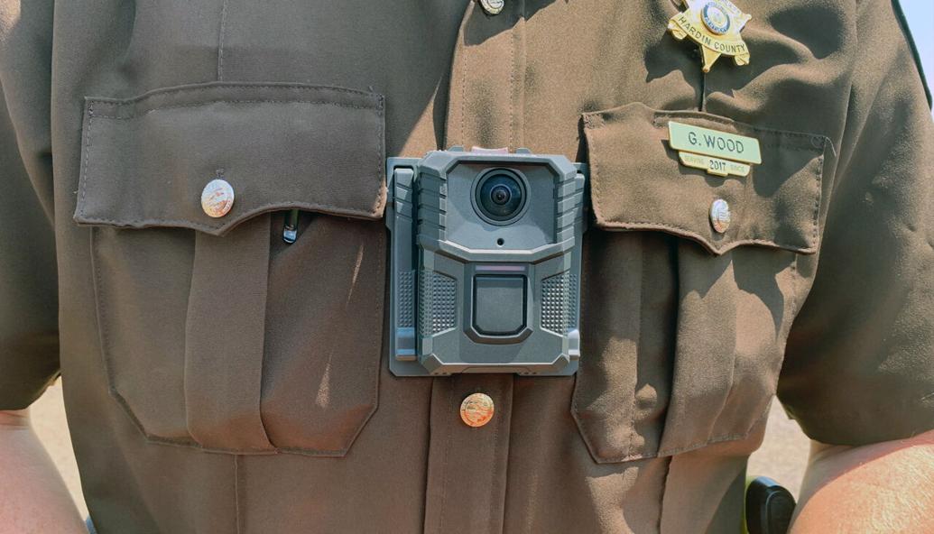 A Motorola V300 BodyWorn Camera worn by a Hardin County Sheriff