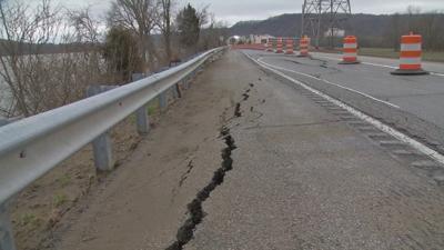 Now that Ohio River has receded, Highway 111 begins cracking near Horseshoe Southern Indiana