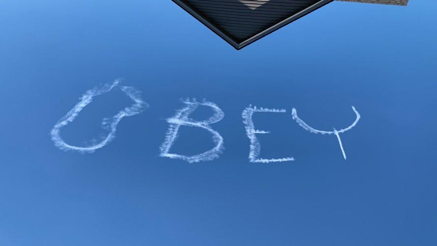 'Obey' written in Lexington sky on July 14, 2020