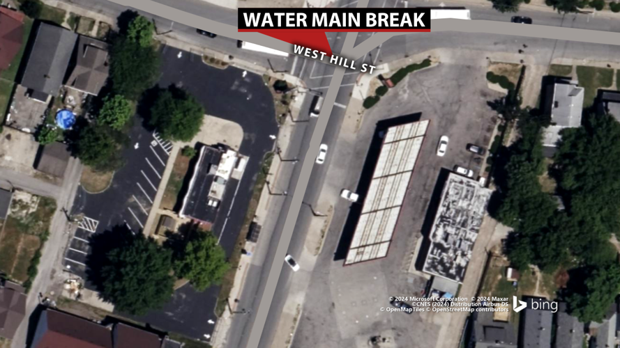 Map: Water Main Break at Dixie Highway and West Hill Street in Louisville