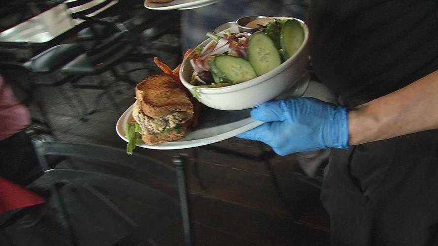 restaurant worker plate food gloves