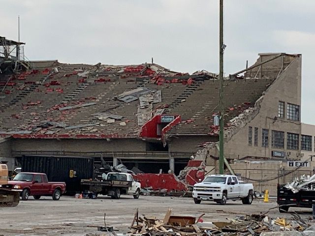 Old Cardinal Stadium Demolition Bleachers - 3-20-19