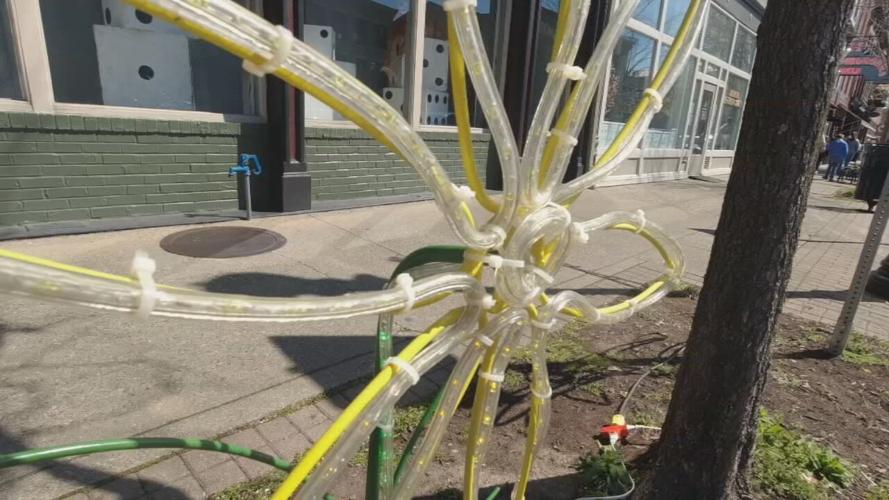 Flower display created for spring in Madison, Indiana