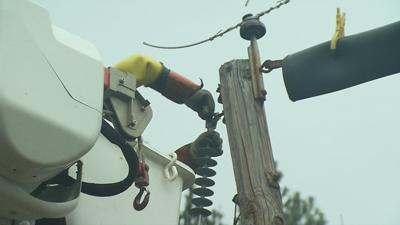 Duke Energy worker on utility pole