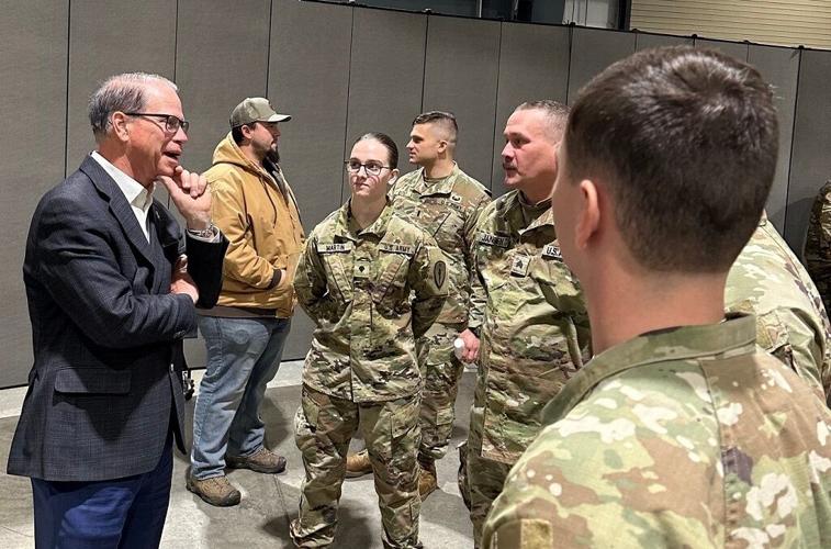 Gov. Mike Braun with Indiana National Guard soldiers - 2.20.25
