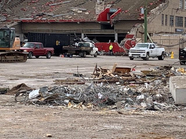 Old Cardinal Stadium Demolition Debris Pile - 3-20-19