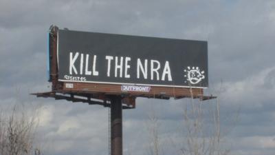 Owner says billboard along I-65 in Louisville was vandalized with 'Kill the NRA' message