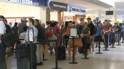 Long lines at the Louisville Muhammad Ali International Airport on June 28, 2023