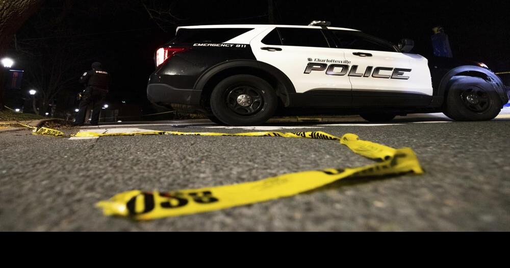 Charlottesville Police car outside shooting scene at University of