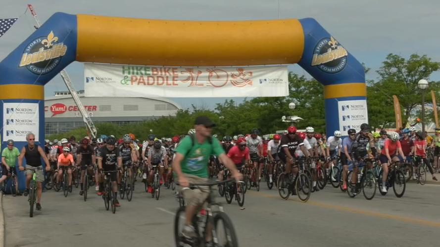 Cyclists at Louisville's Hike, Bike and Paddle event