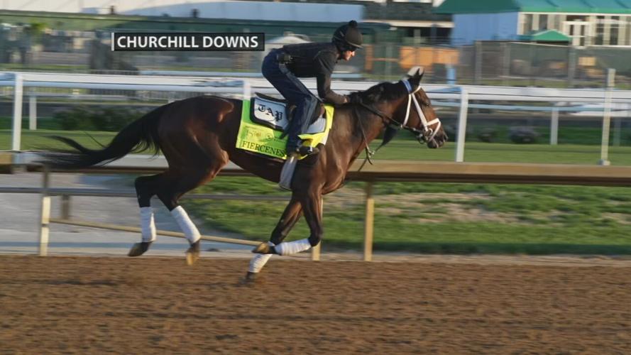 Derby Contender Fierceness works out at Churchill Downs in Louisville, Ky.