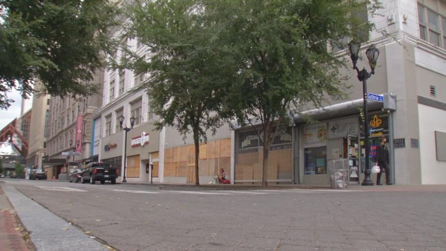 Empty, Boarded-Up Downtown Louisville