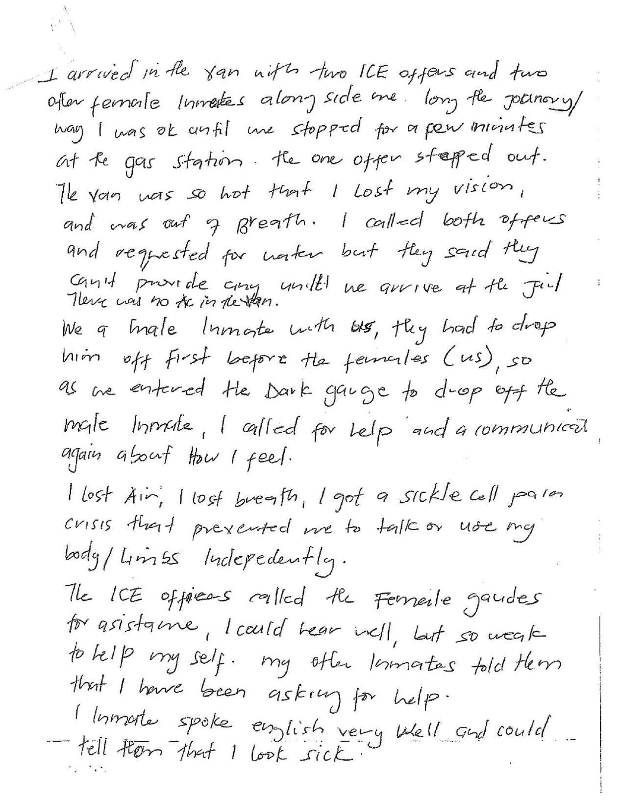 Letters from Sarafinah Bukirwa while in custody at Grayson County Jail