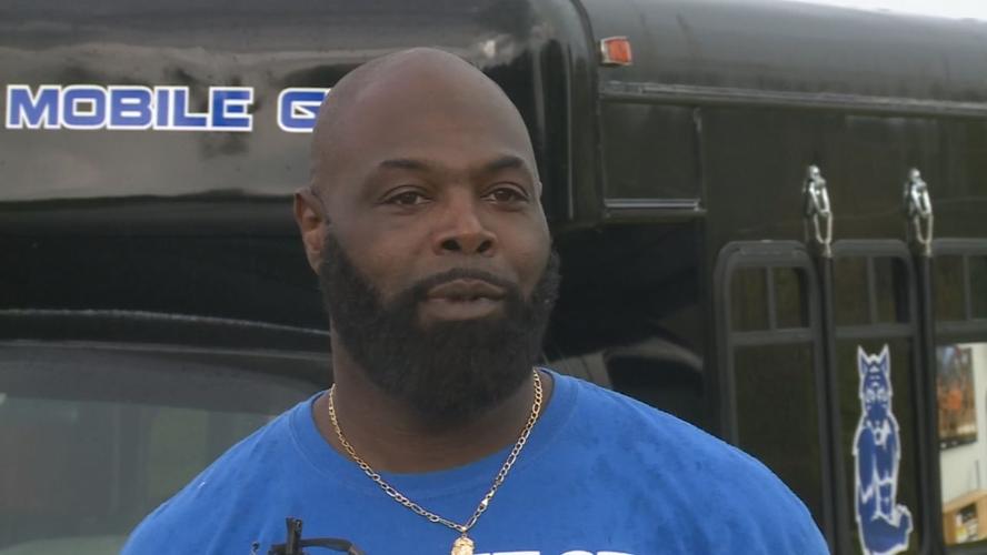 Demarcus Lewis outside mobile gym