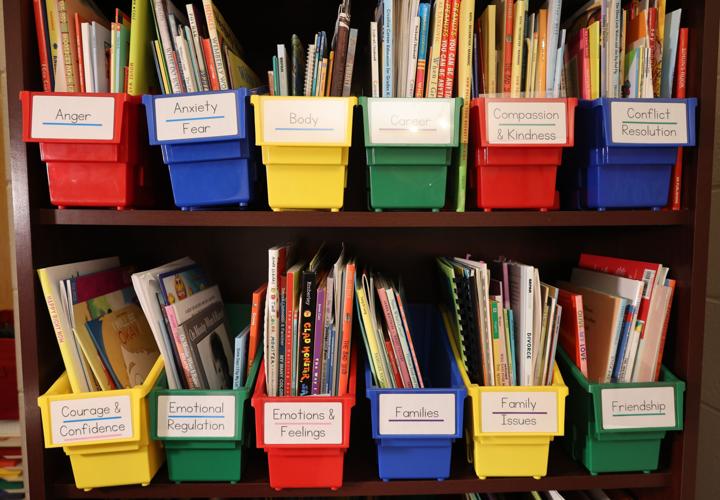 Book shelf inside counseling office