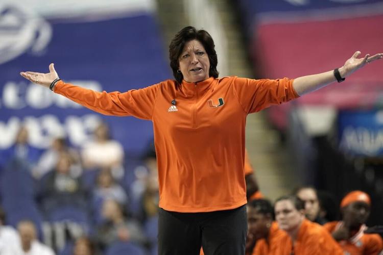 Miami head coach Katie Meier reacts during the second half against Louisville.jpeg