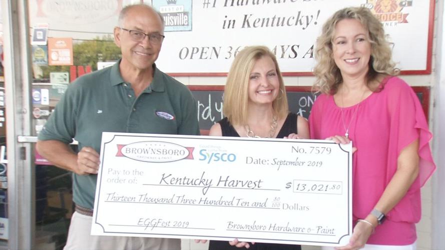 Brownsboro Hardware & Paint makes $13,000 EGGFest donation to Kentucky Harvest (Sept. 2019)