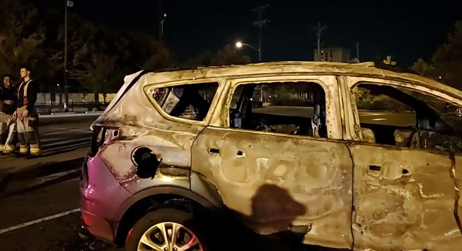 Car fire (after being extinguished) at Fourth and Breckinridge streets 9/27/20