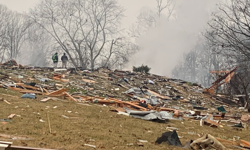 Debris from house explosion in French Lick, Indiana