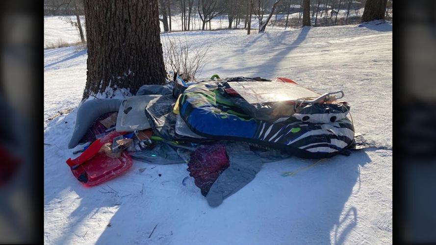 Trash found at the bottom of sledding hill in Louisville - Feb. 2021