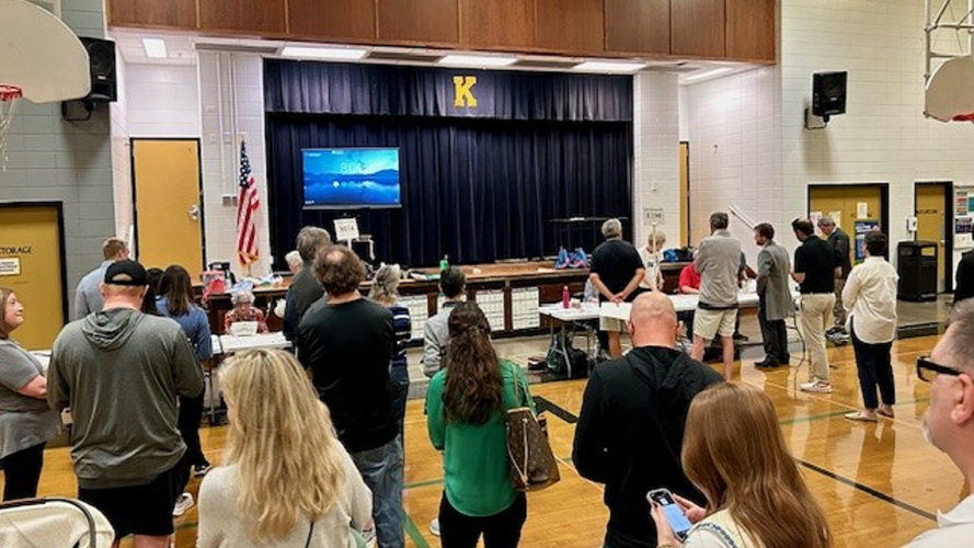 Slow moving voting lines at Kammerer Middle School