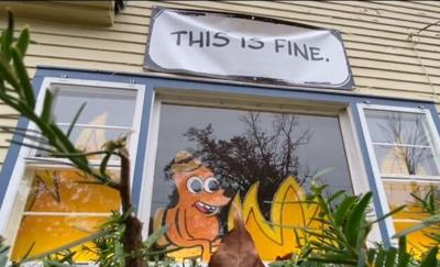 This is fine, Indianapolis homeowner, Halloween decoration