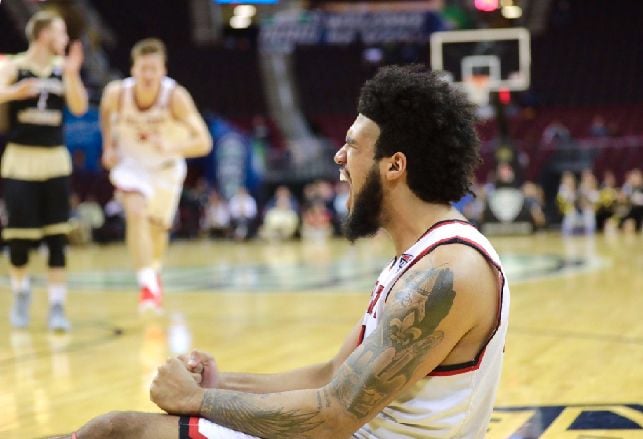 Trey Moses reacts during a game