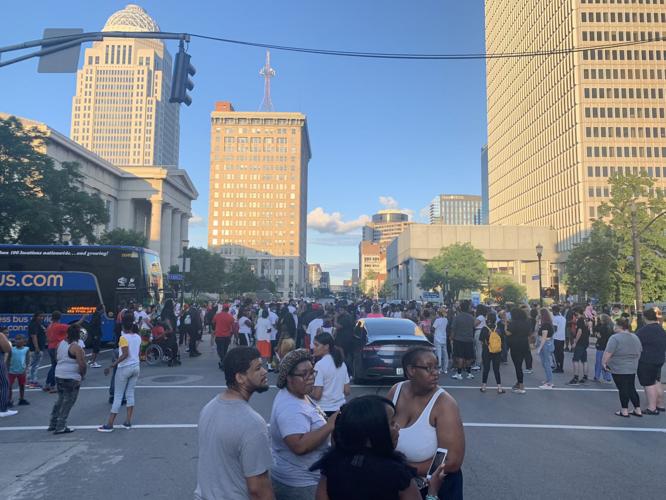 Protesters gathered in downtown Louisville demanding justice after death of Breonna Taylor