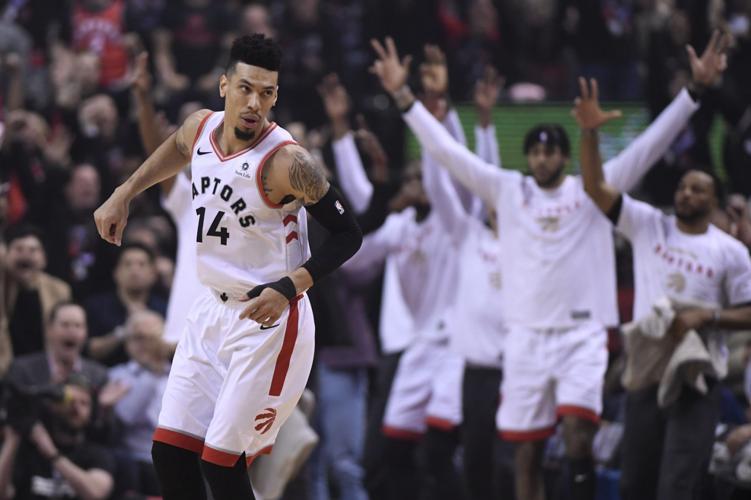 Danny Green reacts after making a 3-pointer