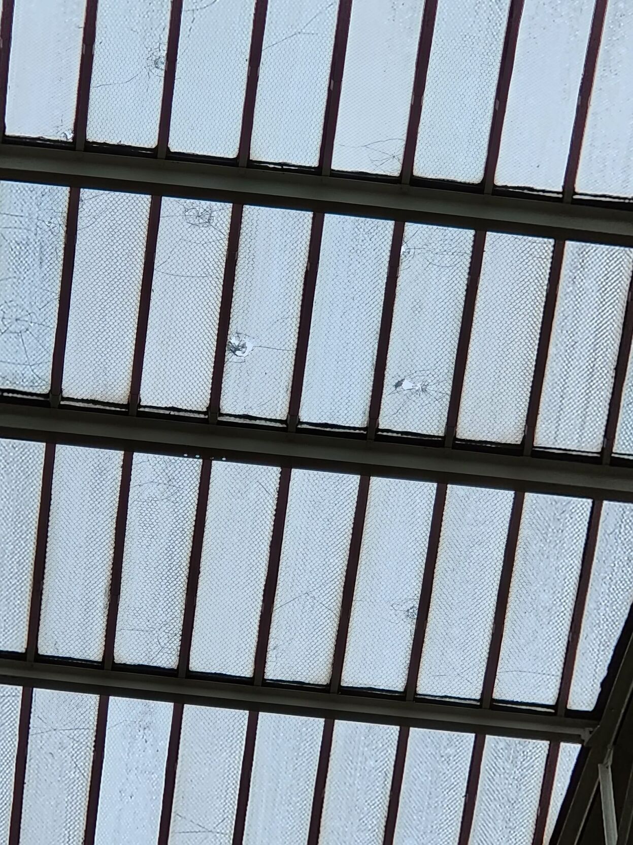 Atrium damaged by hail