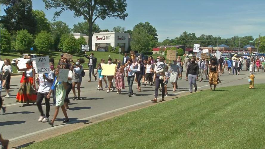 march on Hurstbourne Parkway in Jeffersontown