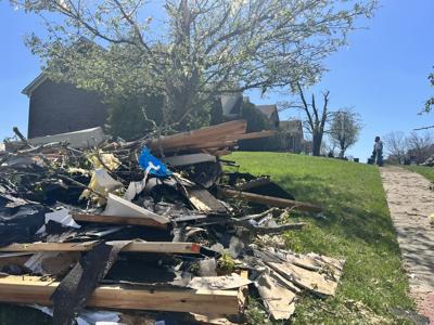 April 13, 2022 storm damage on Bohannon Station Road, in Louisville