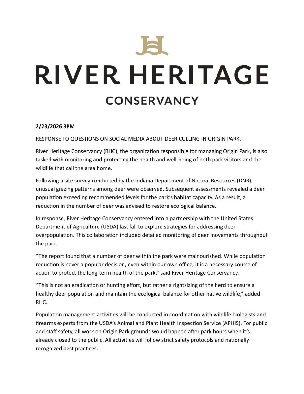 River Heritage statement