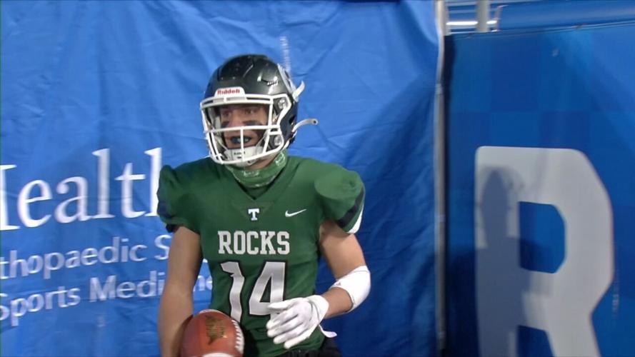 Trinity running back Brad West after scoring a touchdown