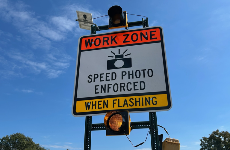 Construction zone speed camera