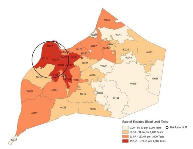 Louisville zip codes with the highest concentration of elevated blood lead tests.JPG