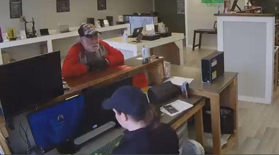 Richard Mertz dropping off computer at Ferguson Computers on March 13, 2023