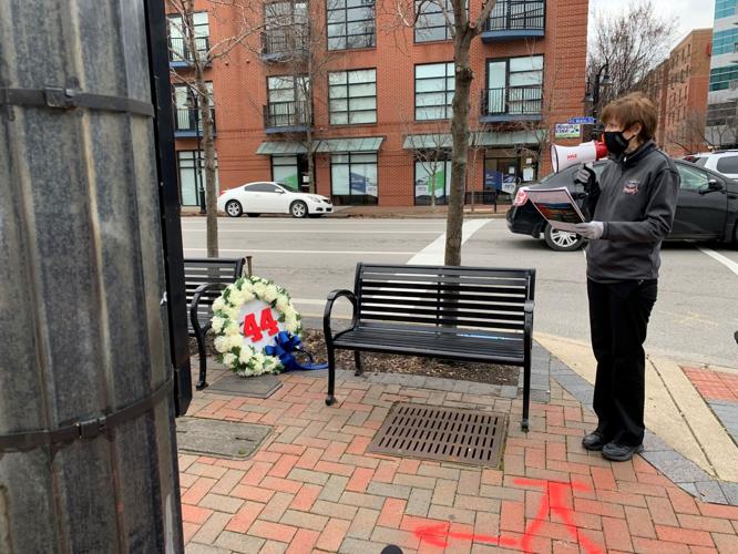 Wreath laid at Hank Aaron's Walk of Fame at Louisville Slugger Museum & Factory.