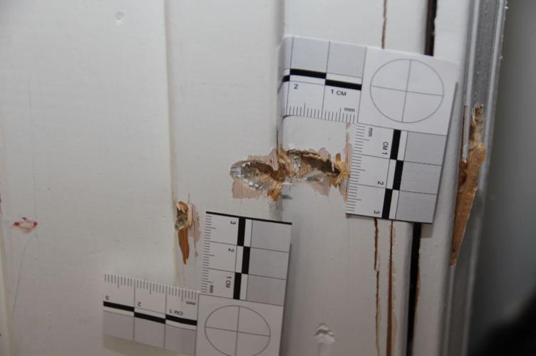 Bullet holes inside Breonna Taylor's apartment