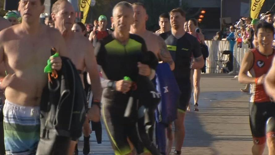 Ironman Louisville competitors running marathon