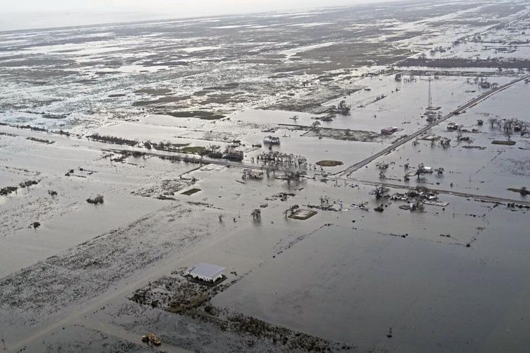 Hurricane Laura - State Highway 27 flooded aerial view