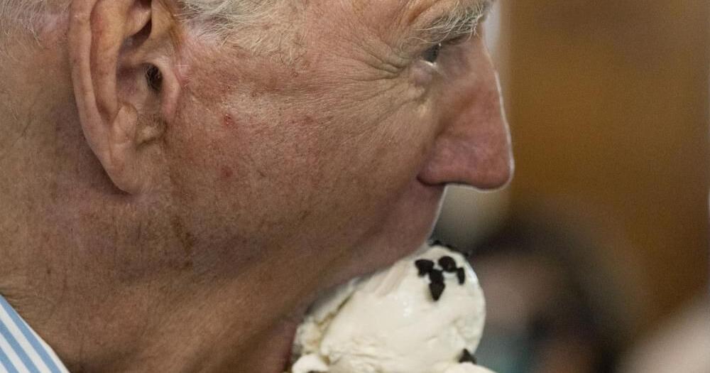 President Joe Biden takes a bite of ice cream.jpeg |  | wdrb.com