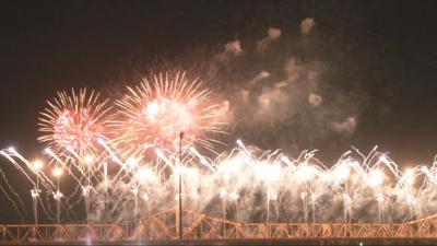 FIREWORKS OVER SECOND STREET BRIDGE