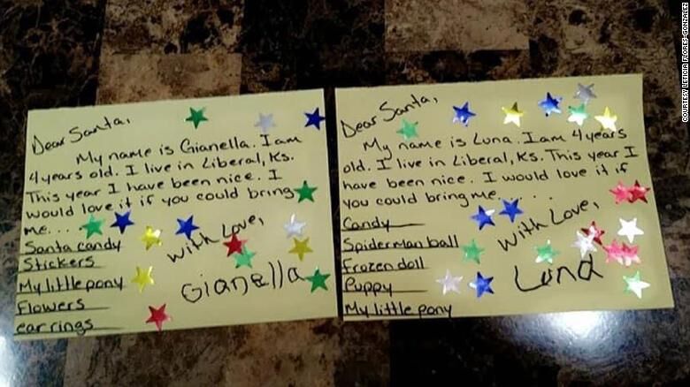 After finding a Christmas wish list tied to a balloon, this man drove hundreds of miles to make two little girls' dreams come true