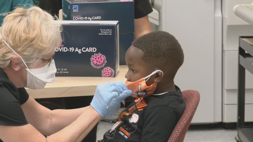 JCPS student receiving a COVID-19