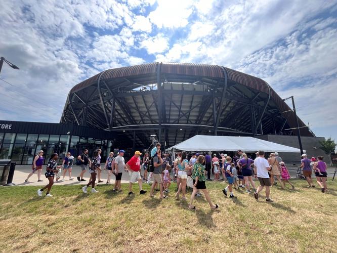 Fans outside Lynn Family Stadium