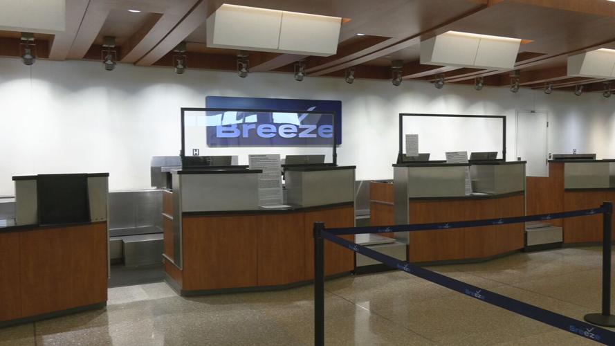 Breeze Airways counter at Louisville Airport