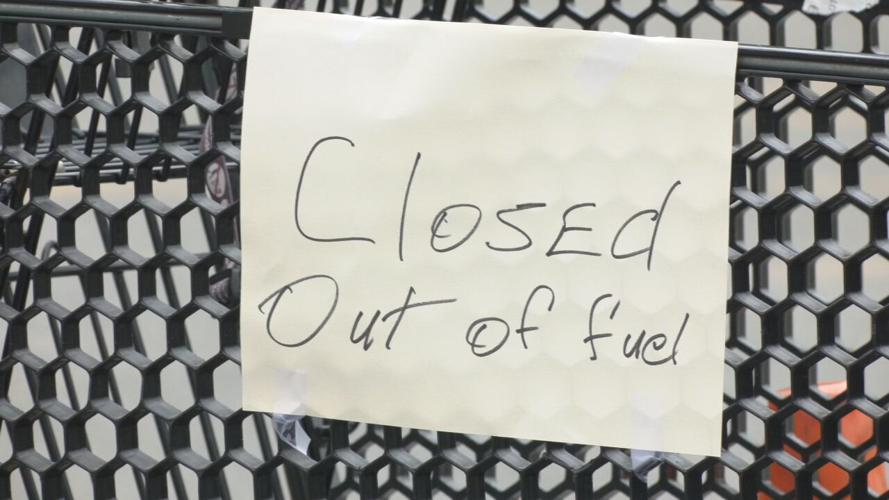 'Out of Fuel' sign at Louisville area gas station on May 23, 2022